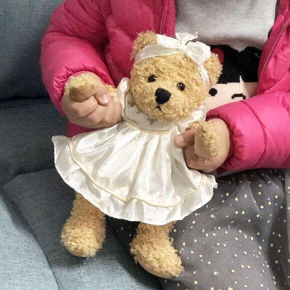 10" Oitscute White Small Teddy Bear with Cloth Stuffed Animal Soft Plush Toy - Picture 2 of 6